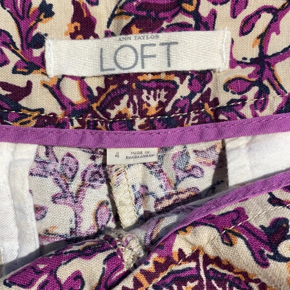 LOFT SHORTS SZ 4. Purple, orange, beige. - Picture 3 of 5